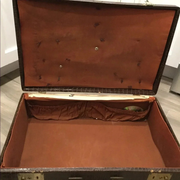 MAXIMILLION VINTAGE BROWN CROC LEATHER HARD SUITCASE LUGGAGE DECOR Y2K DECOR - Picture 7 of 9